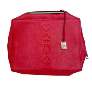Estée Lauder Holiday 2019 Red Train Case with Embossed Card Suits
